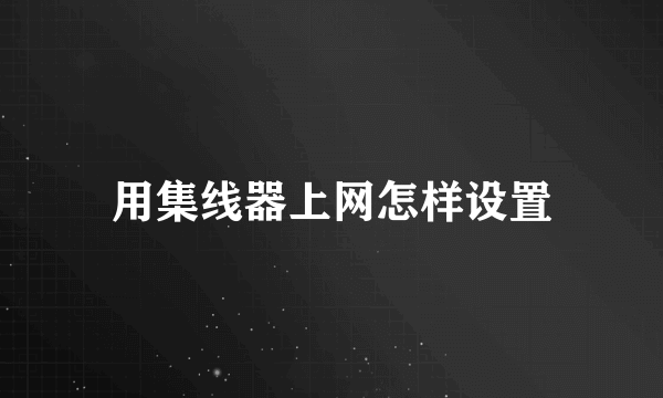 用集线器上网怎样设置