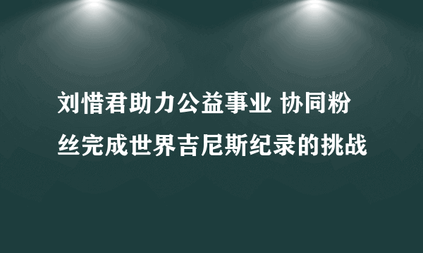 刘惜君助力公益事业 协同粉丝完成世界吉尼斯纪录的挑战