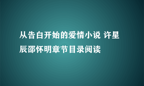 从告白开始的爱情小说 许星辰邵怀明章节目录阅读