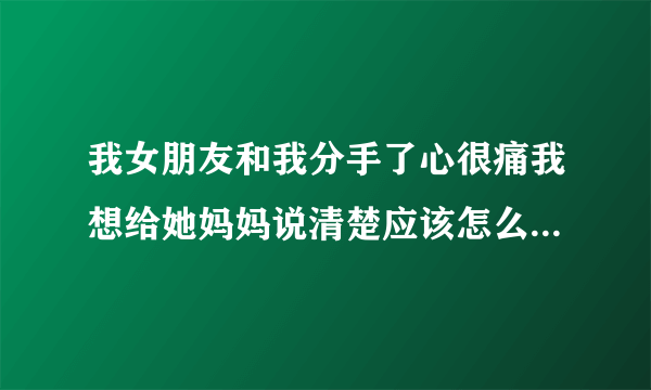 我女朋友和我分手了心很痛我想给她妈妈说清楚应该怎么说？请大家帮忙想想台词？