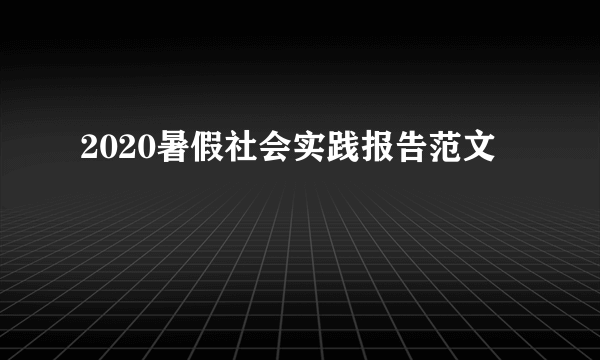 2020暑假社会实践报告范文