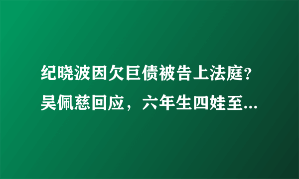 纪晓波因欠巨债被告上法庭？吴佩慈回应，六年生四娃至今未领证