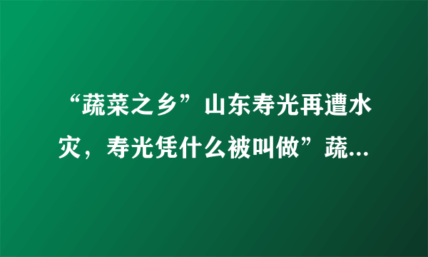 “蔬菜之乡”山东寿光再遭水灾，寿光凭什么被叫做”蔬菜之乡“？