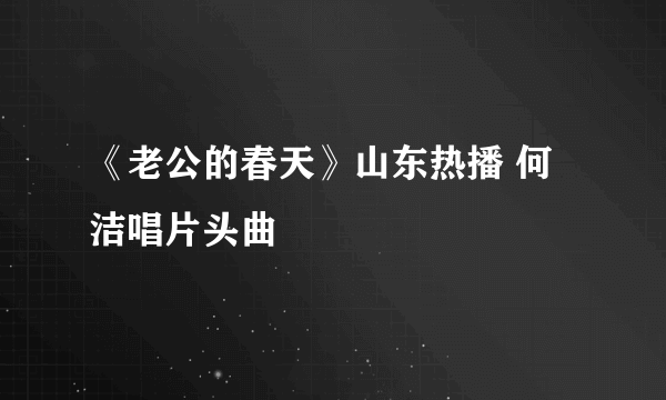 《老公的春天》山东热播 何洁唱片头曲