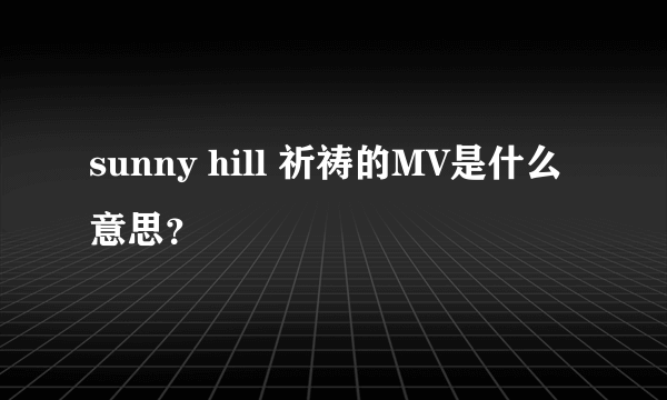 sunny hill 祈祷的MV是什么意思？