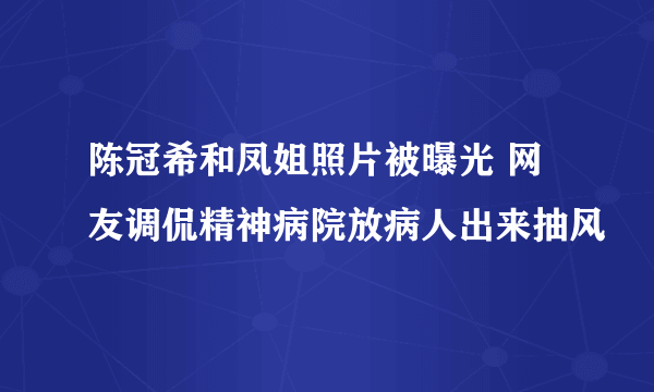 陈冠希和凤姐照片被曝光 网友调侃精神病院放病人出来抽风