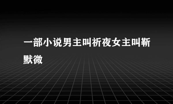 一部小说男主叫祈夜女主叫靳默微