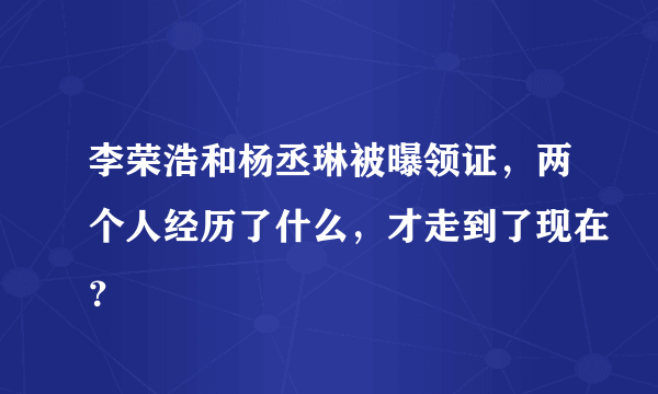 李荣浩和杨丞琳被曝领证，两个人经历了什么，才走到了现在？