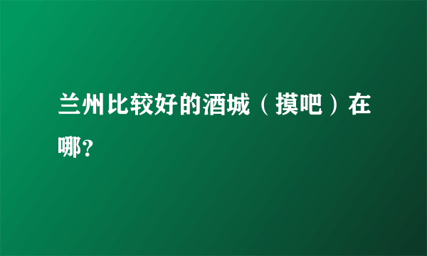 兰州比较好的酒城（摸吧）在哪？