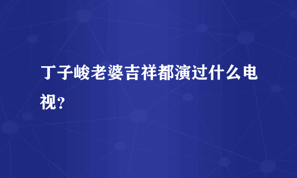 丁子峻老婆吉祥都演过什么电视？