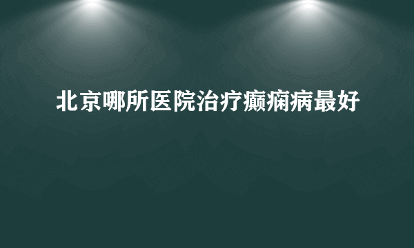 北京哪所医院治疗癫痫病最好