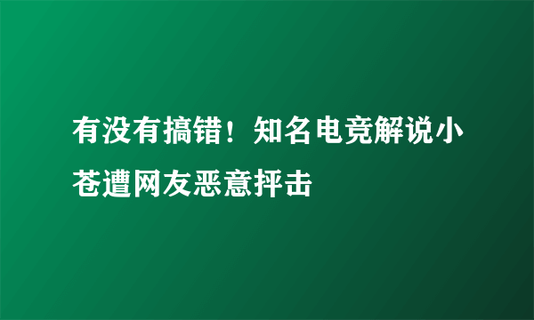 有没有搞错！知名电竞解说小苍遭网友恶意抨击