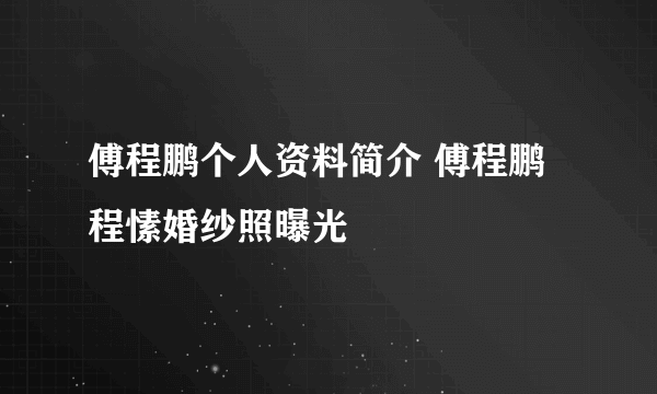 傅程鹏个人资料简介 傅程鹏程愫婚纱照曝光