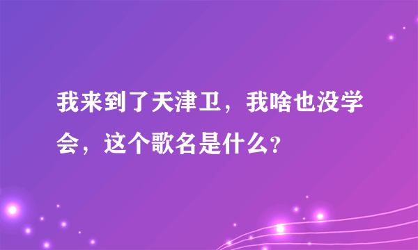 我来到了天津卫，我啥也没学会，这个歌名是什么？