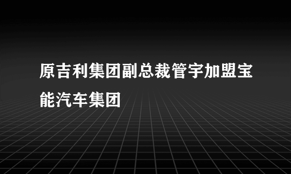 原吉利集团副总裁管宇加盟宝能汽车集团