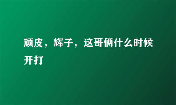 顽皮，辉子，这哥俩什么时候开打