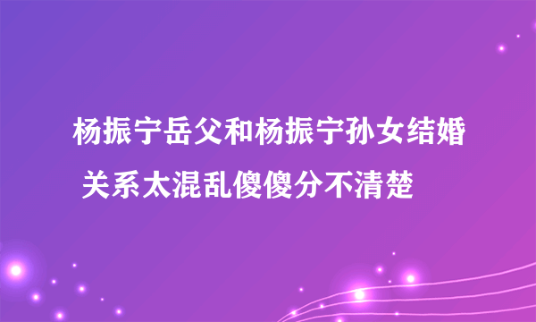 杨振宁岳父和杨振宁孙女结婚 关系太混乱傻傻分不清楚