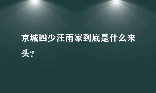 京城四少汪雨家到底是什么来头？