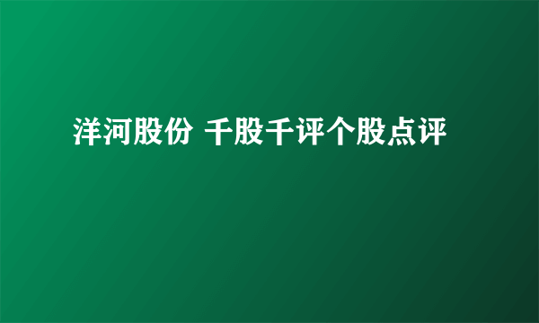 洋河股份 千股千评个股点评