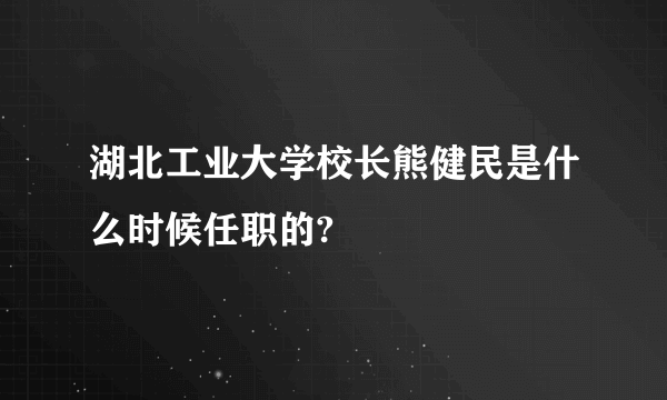 湖北工业大学校长熊健民是什么时候任职的?