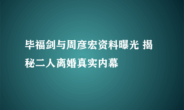 毕福剑与周彦宏资料曝光 揭秘二人离婚真实内幕