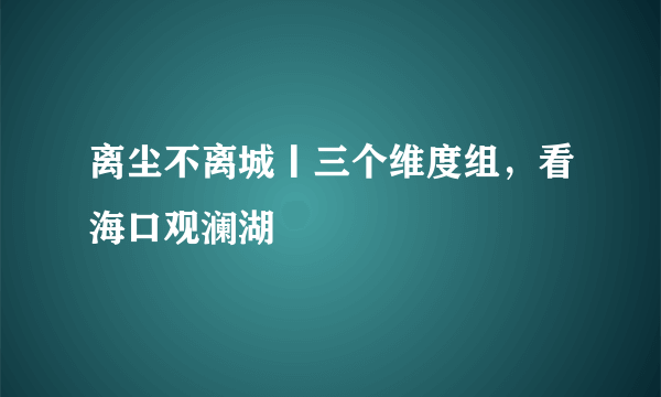 离尘不离城丨三个维度组，看海口观澜湖