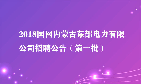 2018国网内蒙古东部电力有限公司招聘公告（第一批）