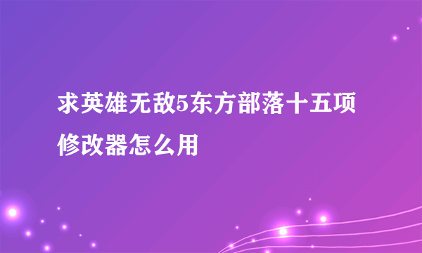 求英雄无敌5东方部落十五项修改器怎么用