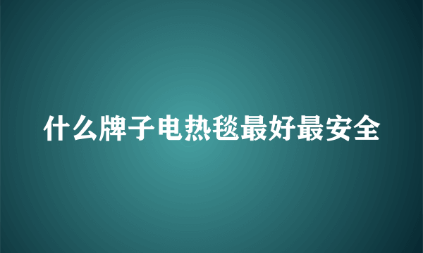 什么牌子电热毯最好最安全