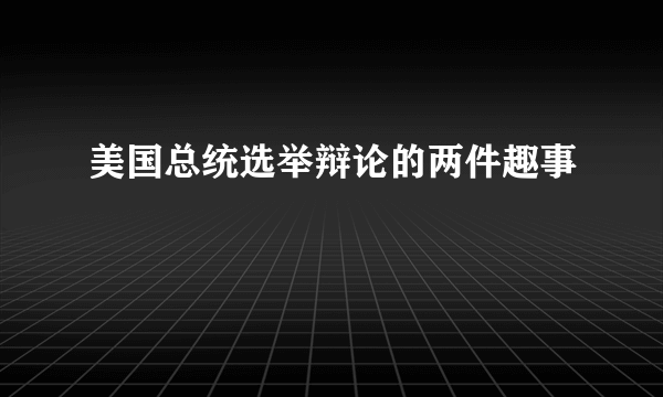 美国总统选举辩论的两件趣事