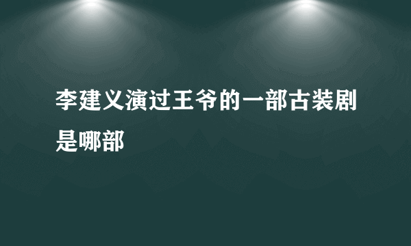 李建义演过王爷的一部古装剧是哪部