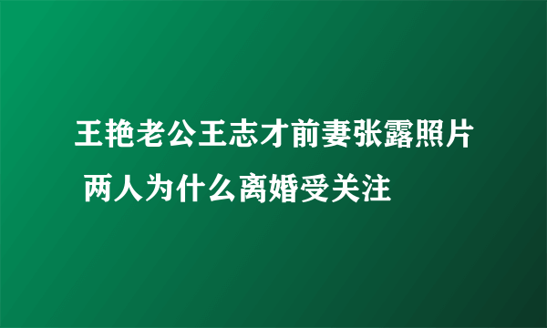 王艳老公王志才前妻张露照片 两人为什么离婚受关注