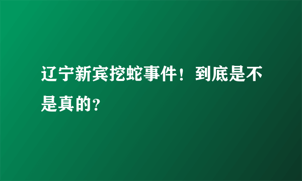 辽宁新宾挖蛇事件！到底是不是真的？