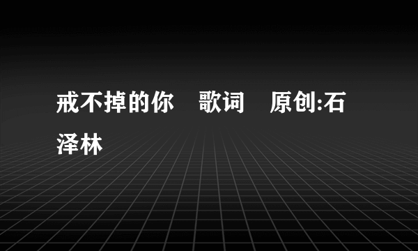 戒不掉的你 歌词 原创:石泽林