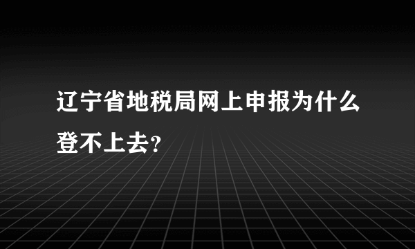 辽宁省地税局网上申报为什么登不上去？