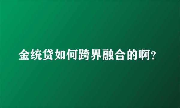 金统贷如何跨界融合的啊？