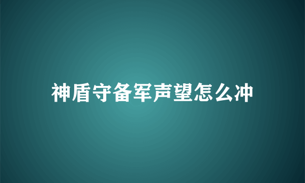 神盾守备军声望怎么冲