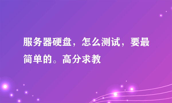 服务器硬盘，怎么测试，要最简单的。高分求教