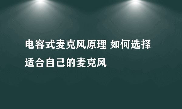 电容式麦克风原理 如何选择适合自己的麦克风