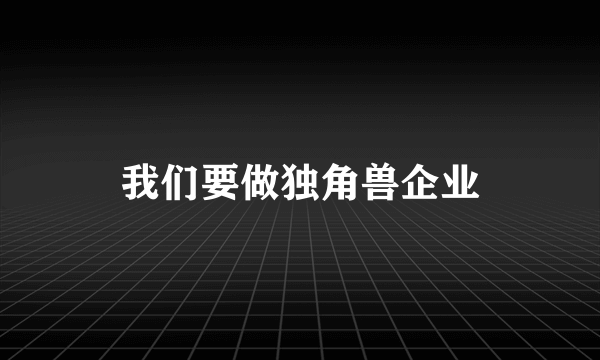 我们要做独角兽企业