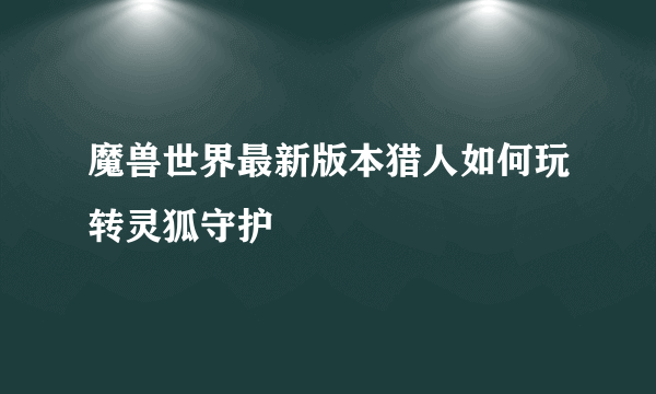 魔兽世界最新版本猎人如何玩转灵狐守护