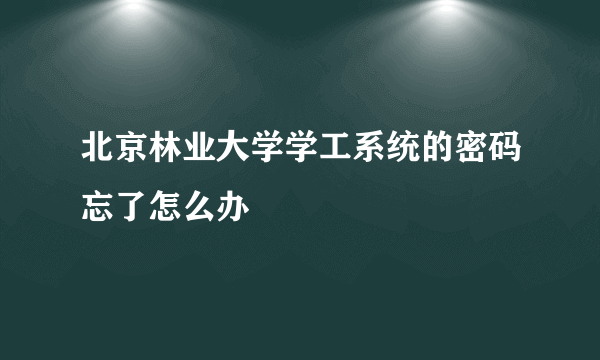 北京林业大学学工系统的密码忘了怎么办