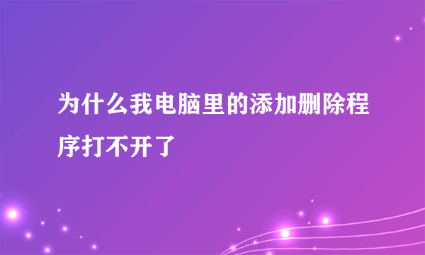 为什么我电脑里的添加删除程序打不开了