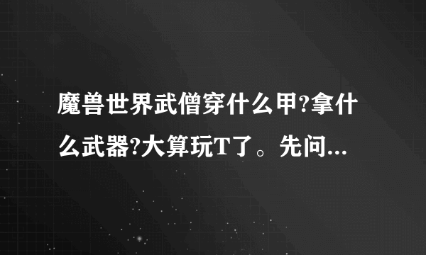 魔兽世界武僧穿什么甲?拿什么武器?大算玩T了。先问问攒正义买传家宝了？