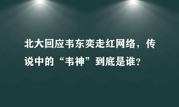 北大回应韦东奕走红网络，传说中的“韦神”到底是谁？