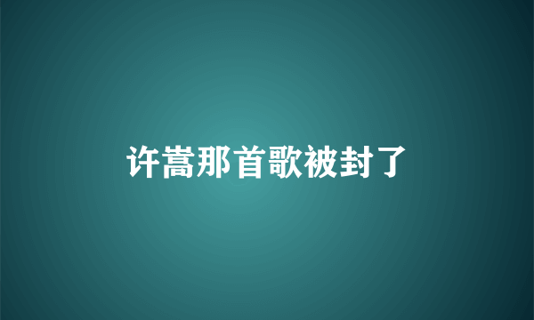 许嵩那首歌被封了