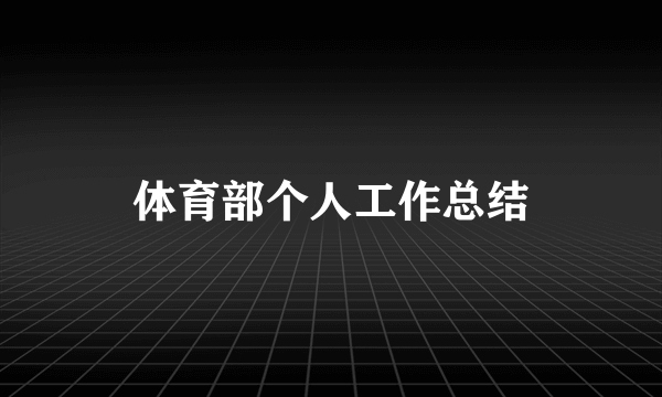 体育部个人工作总结