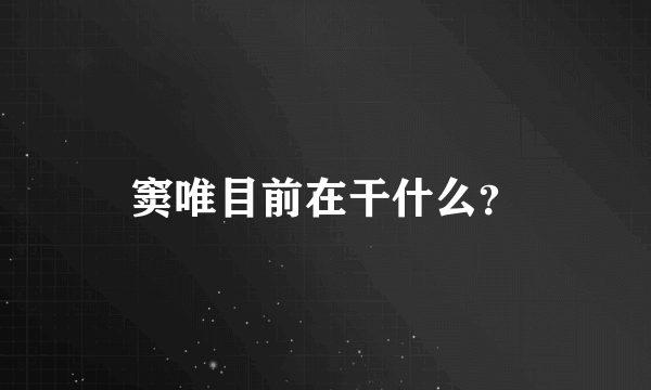 窦唯目前在干什么？