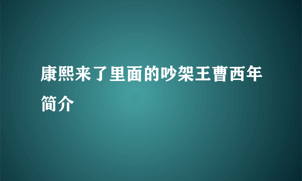 康熙来了里面的吵架王曹西年简介