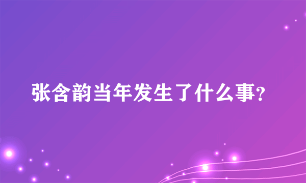 张含韵当年发生了什么事？